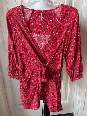 Free People "Lovely Day" Printed Tie Tunic / Mini Dress